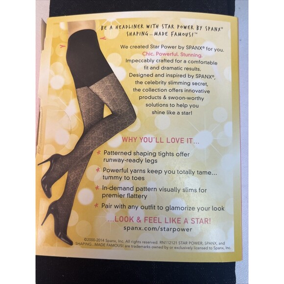 SPANX Star Power Center Stage Nouveau Patterned Shaping Tights Black NWT - Picture 5 of 5